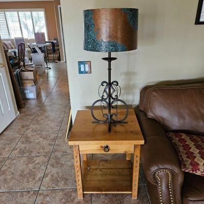 End Table And Unique Metal Lamp