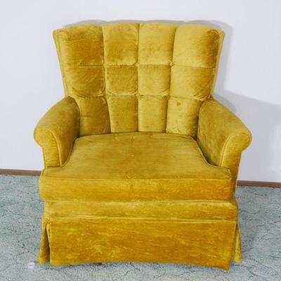 Tufted Yellow Swivel Rocking Chair