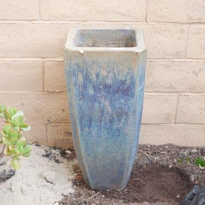 Tall Blue Tapered Square Planter