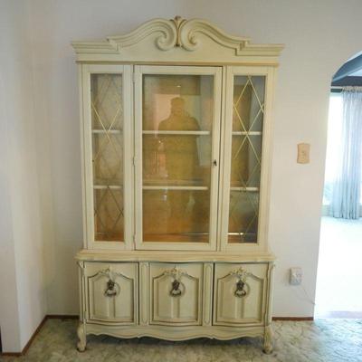 French Provincial Lighted China Cabinet