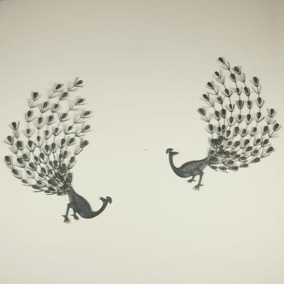 Pair of Large Metal Peacock Wall Decor