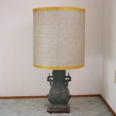 Pair of Large Chinoiserie Cast Bronze Table Lamps