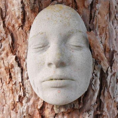 Realistic Cast Concrete Life Mask Sculpture