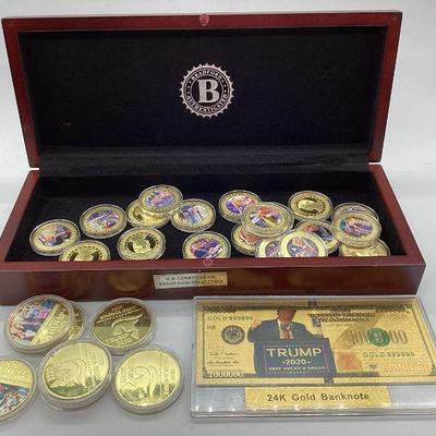 TN111 Assortment Of Trump Tokens & Bank Note
