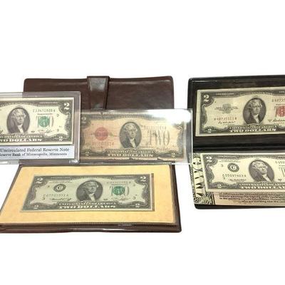 TN47 Historic Two Dollar Bills	Assortment of two dollar bills. Includes two original series 1976 two dollar bills, one of which is first...