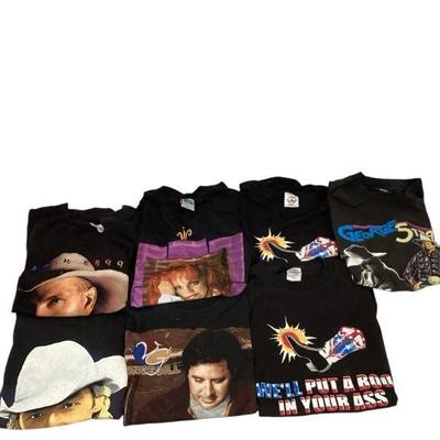 TEWA709 Country Music Tshirt Collection	Lot includes:  Garth Brooks - L, Alan Jackson- L (1992), Reba McEntire - L (1994), Vince Gill -...
