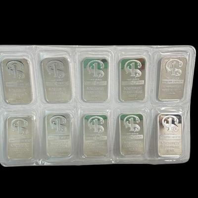 TN37 Ten Sealed NW Territorial 1 Troy Ounce Silver Bars	
