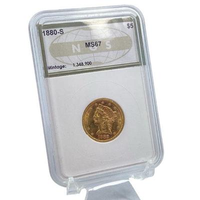 TN94 1880 S $5 Liberty Gold Coin MS67 NGS
