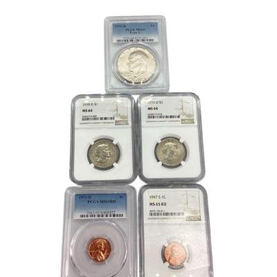 TN21 Five Miscellaneous Slabbed Coins	
