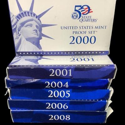 TN121 2000 - 2008 Proof Sets	2004 only has one set in box the quarter sets.
