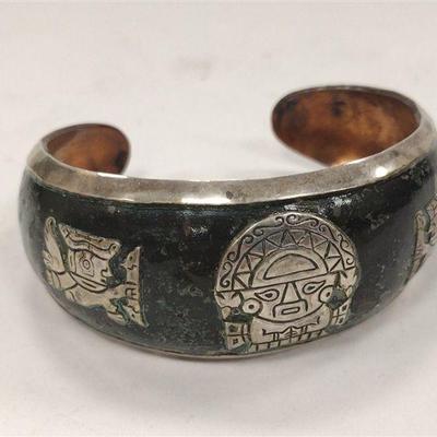 ENAMELED STERLING AND COPPER CUFF BRACELET