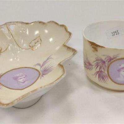 ROSENTHAL CAMEO ANTIQUE CUP & LEAF BOWL