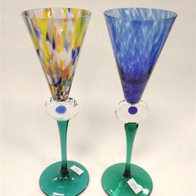 TWO KUSAK RAINBOW JUBILEE CHAMPAGNE STEMS