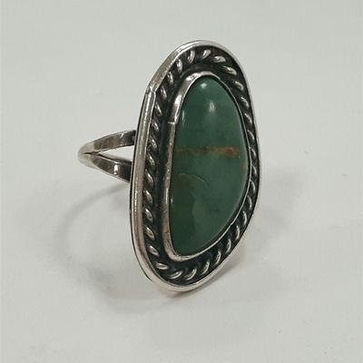 SW STERLING RING WITH GREEN TURQUOISE
