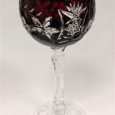 RUBY CUT TO CLEAR CRYSTAL GOBLET