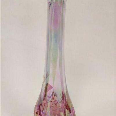 FENTON PINK IRIDESCENT GLASS BUD VASE 