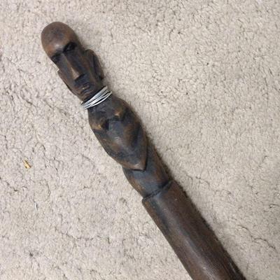 CARVED WOOD AFRICAN WALKING STICK