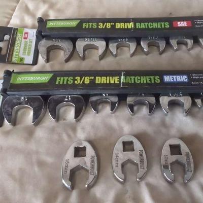 Pittsburgh 3/8" Drive Crowfoot Wrench Sets (SAE and Metric)