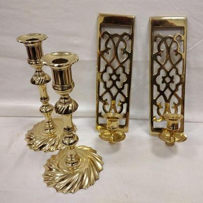 brass sconces and candleholders