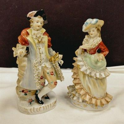 Porcelain figures of an 18th century couple