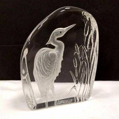 WEDGWOOD CRYSTAL HERON PAPERWEIGHT