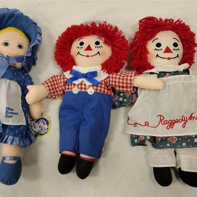 RAGGEDY ANN & ANDY, SUNBONNET SUE DOLLS