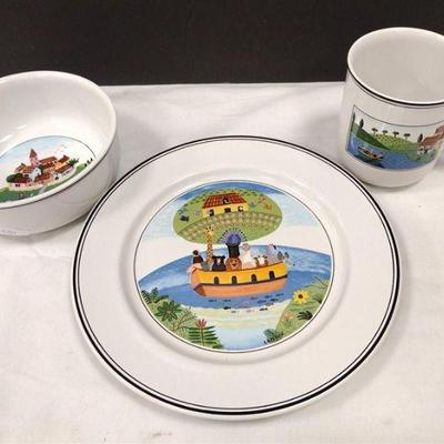 VILLEROY & BOCH NAIF PLATE, BOWL AND MUG
