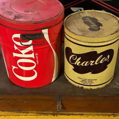 Antique Coke and Charles Tins