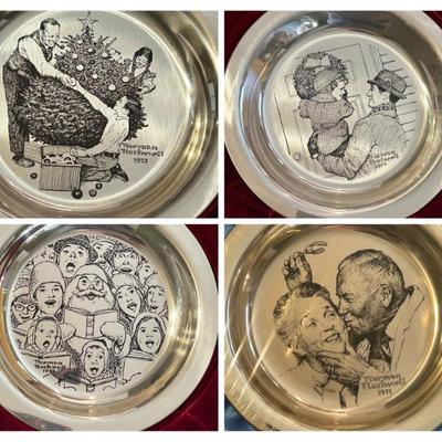 Solid Sterling Silver Franklin Mint Norman Rockwell Plates. Each plate is 6 ounces of sterling silver. Each plate is in original...