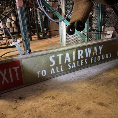 Vintage Stairway To All Sales Floors Retail Double Sided Light (Heavy 100+ lbs)