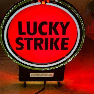 Sale Photo Thumbnail #25: Vintage Lucky Strike Double Sided Advertising Neon Light