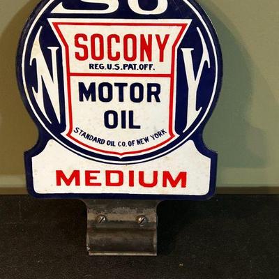 SOCONY Medium Motor Oil Porcelain Lubester Paddle Sign