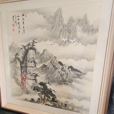 MHT040 - Ornate Framed Asian Art 