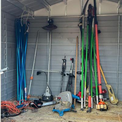 Shed Full Of Lawn & Other Tools | Including some power tools, plus yard tools, including an Oregon / Remington pole saw, Ryobi...
