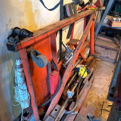 Large Mixed Lot Car Lift Equipment & Other | Including I-beams, frame pieces, some with rolling casters, etc. - l. 14’ 6” ft...