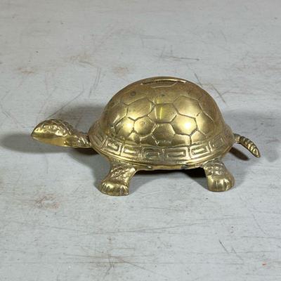 Brass Turtle Still Bank | w. 4 x l. 6.5 in