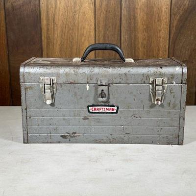 Craftsman Metal Tool Box | Containing various bits and other tools, including a SteeleX Plus 13-piece cobalt drill bit set. - h. 9 x l....