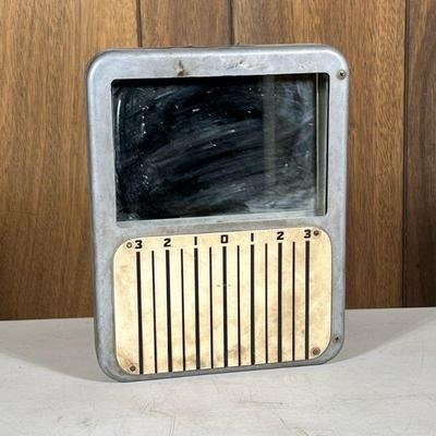 Retro Boxed Mirror | Mirror plate in a steel box with inch measurements. - h. 11.5 x w. 9 x d. 1.75 in