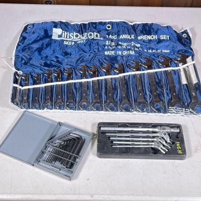 (3pc) Wrench & Hex Key Sets | Including a Pittsburgh angle wrench set, a 15 piece short arm hex key set, and a set of angled Allen...