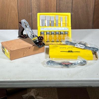 (3pc) Woodworking Tool Sets | Including an Eagle Company spoke shave set, a Stanley 6 piece wood chisel set, and a Stanley planer.

