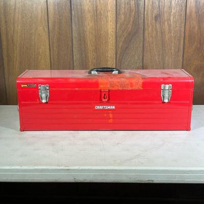 Craftsman Oversized Tool Chest | Red metal tool box of large size. - h. 10 x l. 30 x d. 9 in

