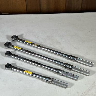 (4pc) Utica Torque Wrenches | Including an 18-inch (half-inch drive) and a 15-inch 3/8-inch drive. - l. 21.75 in (longest, half-inch...