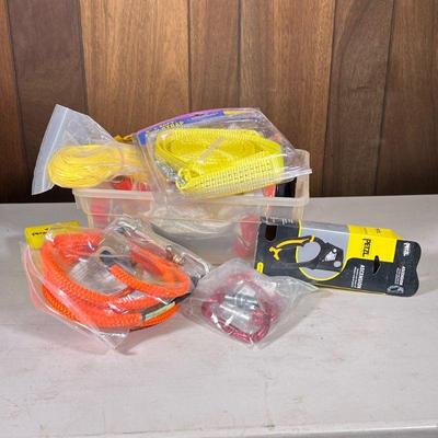 Large Strap Group | Straps and cords, plus carabiners, rope clamps, etc.