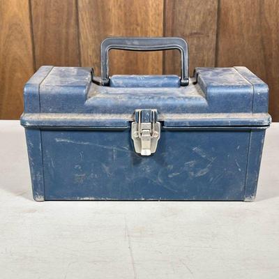 Large Group Drill Bits, Attachments, Etc. | A blue plastic toolbox containing various drill bits and attachment sets, including a...