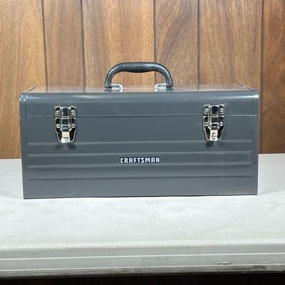 NEW CRAFTSMAN METAL TOOLBOX | New metal craftsman toolbox with bail carrying handle and removable top shelf. - h. 9 x w. 8 x l. 20 in

