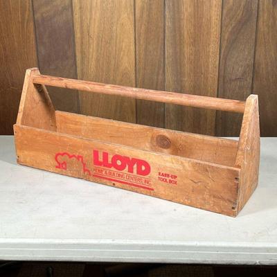 Lloyd Wood Tool Box | Lloyd Home & Building Centers, Inc. with medial handle. - h. 12.25 x w. 8.25 x l. 30 in


