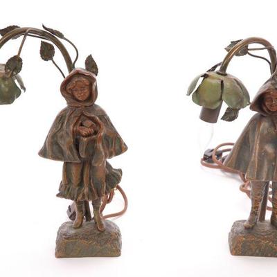 French bronzed lamps