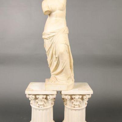 Marble carved statue with corinthian bases