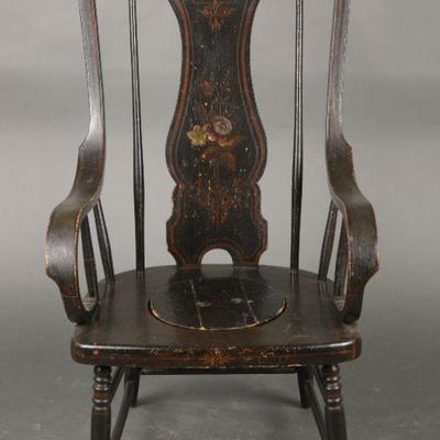 Painted Windsor commode chair