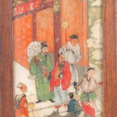 Chinese paintings on marble tiles Q'ing dynasty